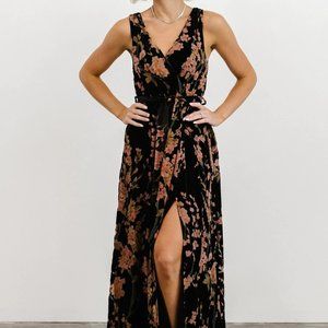 Baltic Born Lennon Velvet Maxi Dress Black Floral Size S